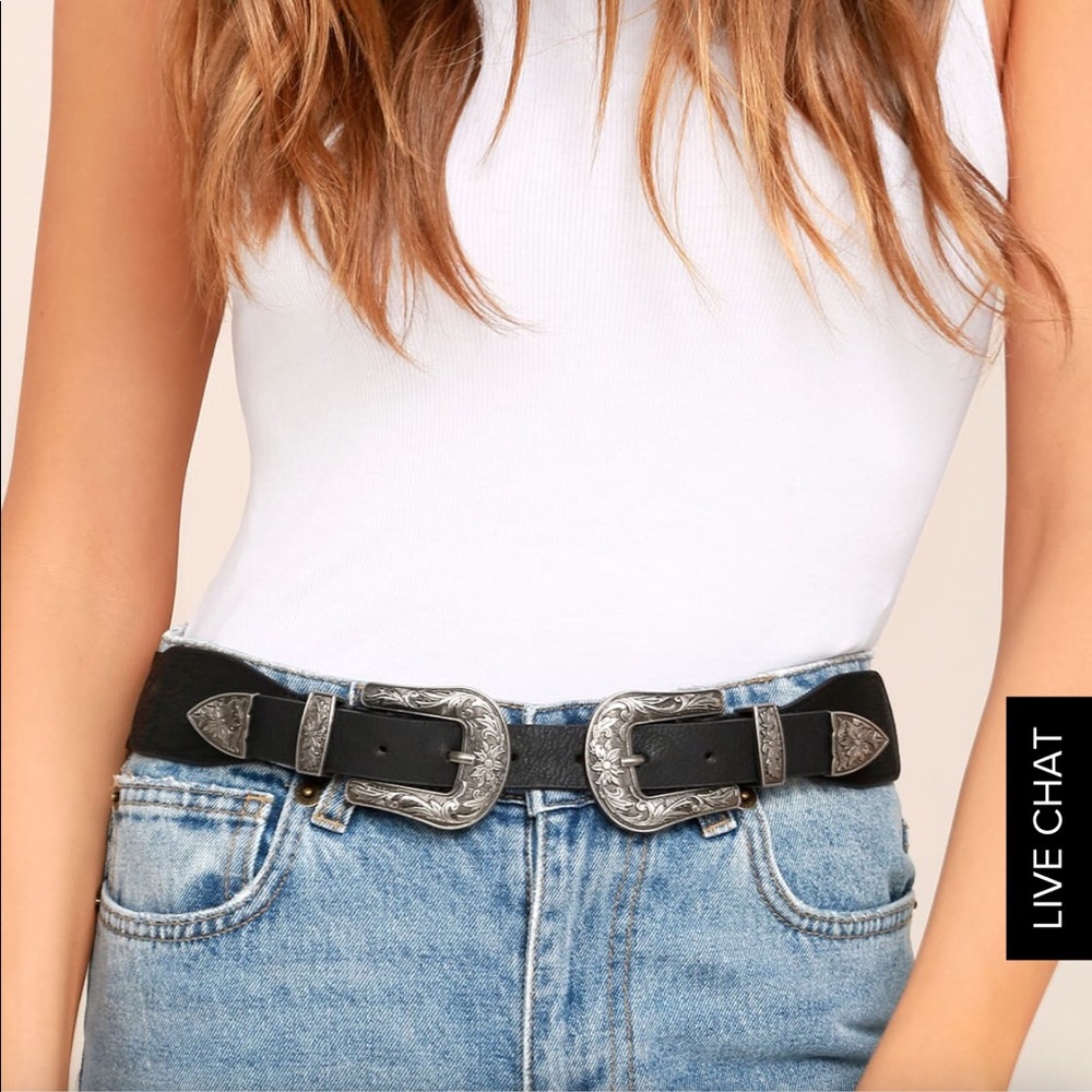 Black Double Buckle Belt